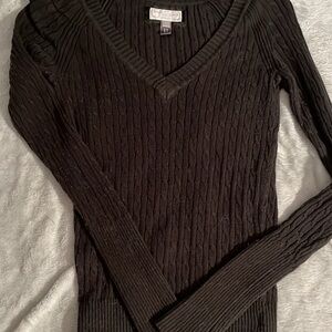 V-Neck Cable Knit Sweater